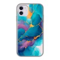 Дизайнерский силиконовый чехол для Iphone 11 Мрамор блестки