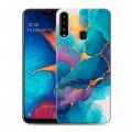 Дизайнерский пластиковый чехол для Samsung Galaxy A20s Мрамор блестки