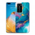 Дизайнерский пластиковый чехол для Huawei P40 Pro Мрамор блестки