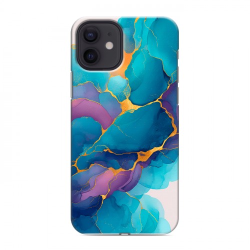 Дизайнерский силиконовый чехол для Iphone 12 Мрамор блестки