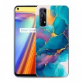 Дизайнерский силиконовый чехол для Realme 7 Мрамор блестки