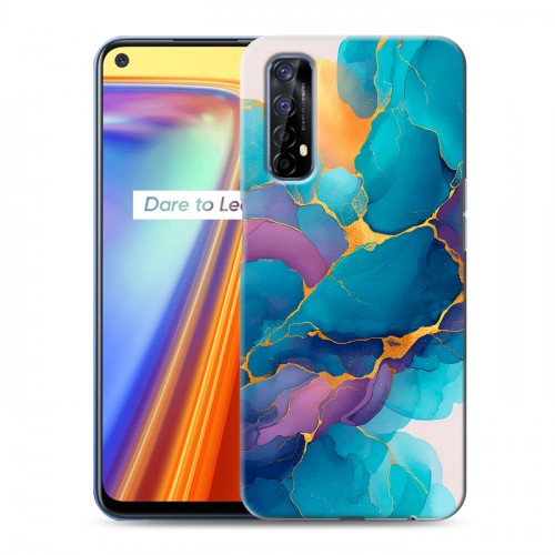 Дизайнерский силиконовый чехол для Realme 7 Мрамор блестки