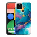 Дизайнерский пластиковый чехол для Google Pixel 5 Мрамор блестки