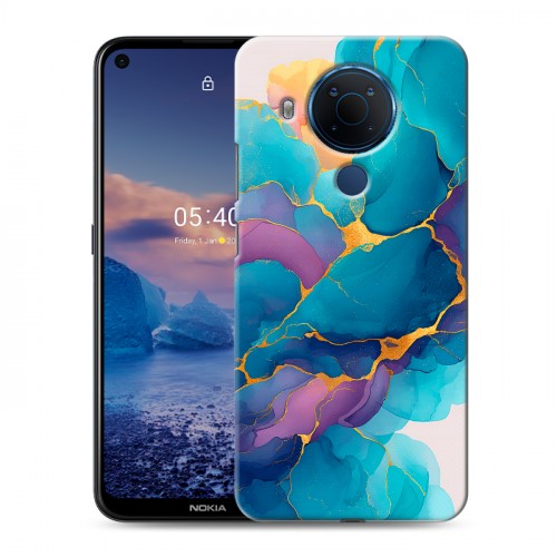 Дизайнерский силиконовый чехол для Nokia 5.4 Мрамор блестки