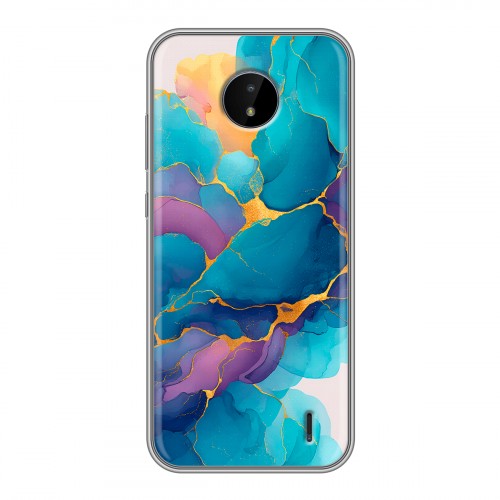 Дизайнерский силиконовый чехол для Nokia C20 Мрамор блестки