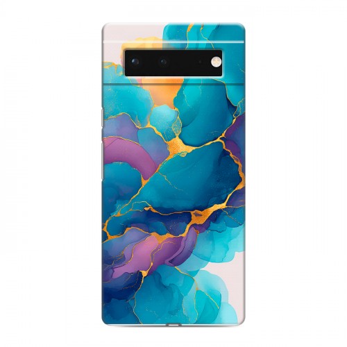 Дизайнерский силиконовый чехол для Google Pixel 6 Мрамор блестки