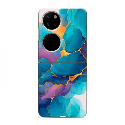 Дизайнерский пластиковый чехол для Huawei P50 Pocket Мрамор блестки