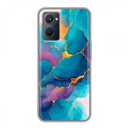 Дизайнерский силиконовый чехол для Realme 9i Мрамор блестки