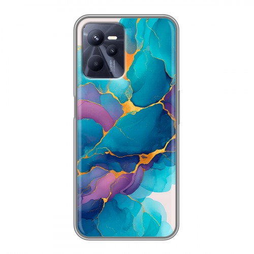 Дизайнерский силиконовый чехол для Realme C35 Мрамор блестки