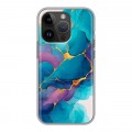Дизайнерский силиконовый чехол для Iphone 14 Pro Мрамор блестки