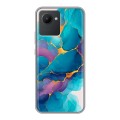 Дизайнерский силиконовый чехол для Realme C30 Мрамор блестки