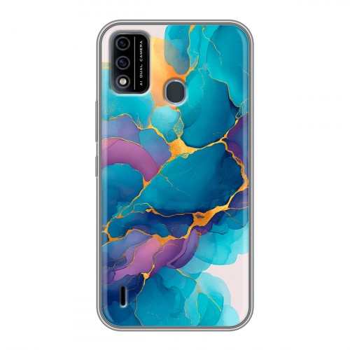 Дизайнерский силиконовый чехол для Itel A48 Мрамор блестки