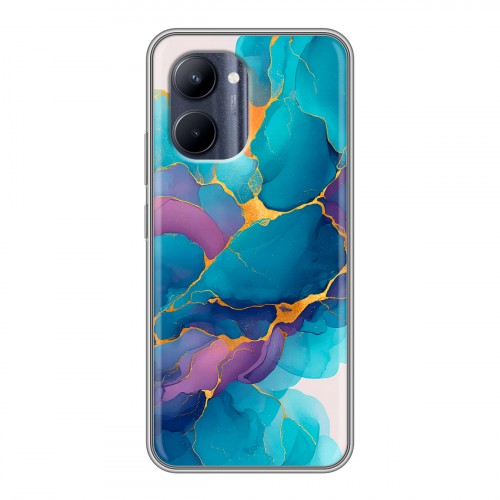 Дизайнерский силиконовый чехол для Realme C33 Мрамор блестки