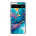 Дизайнерский силиконовый чехол для Google Pixel 6a Мрамор блестки