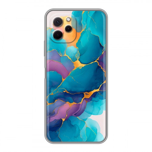 Дизайнерский силиконовый с усиленными углами чехол для Huawei Nova Y61 Мрамор блестки