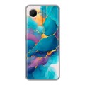 Дизайнерский силиконовый чехол для Realme C30s Мрамор блестки