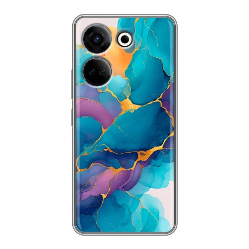 Дизайнерский силиконовый чехол для Tecno Camon 20 Мрамор блестки