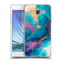 Дизайнерский пластиковый чехол для Samsung Galaxy A5 Мрамор блестки