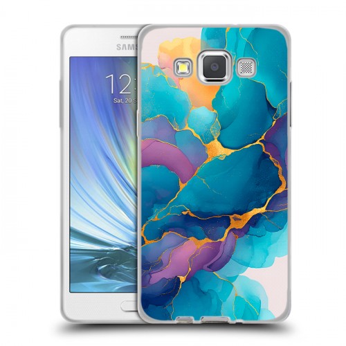 Дизайнерский пластиковый чехол для Samsung Galaxy A5 Мрамор блестки