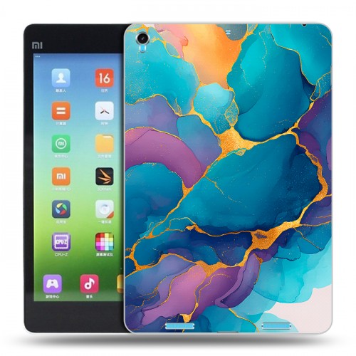 Дизайнерский силиконовый чехол для Xiaomi MiPad Мрамор блестки