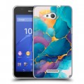 Дизайнерский пластиковый чехол для Sony Xperia E4g Мрамор блестки
