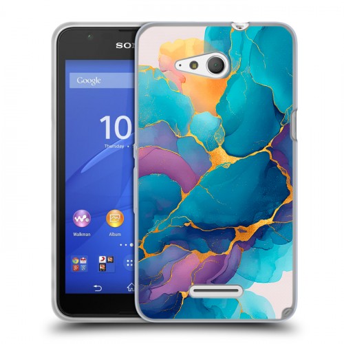 Дизайнерский пластиковый чехол для Sony Xperia E4g Мрамор блестки
