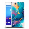 Дизайнерский пластиковый чехол для Sony Xperia C4 Мрамор блестки