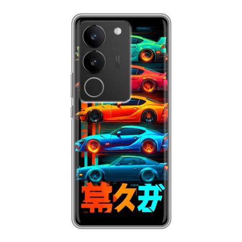 Дизайнерский силиконовый с усиленными углами чехол для Vivo V29 машины тачки