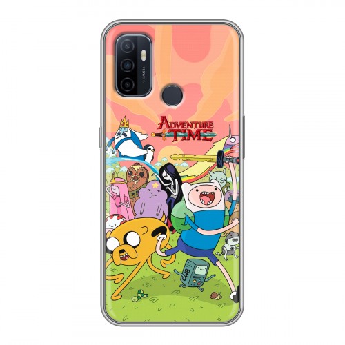 Полупрозрачный дизайнерский силиконовый чехол для OPPO A53 Adventure time Время приключений