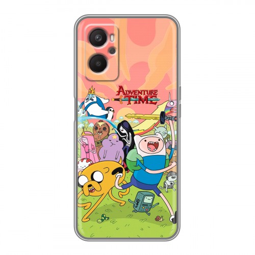 Полупрозрачный дизайнерский силиконовый с усиленными углами чехол для OPPO A96 Adventure time Время приключений