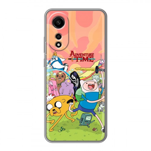 Полупрозрачный дизайнерский пластиковый чехол для OPPO A78 4G Adventure time Время приключений