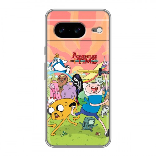 Полупрозрачный дизайнерский пластиковый чехол для Google Pixel 8 Adventure time Время приключений