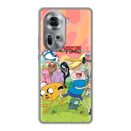 Полупрозрачный дизайнерский пластиковый чехол для OPPO Reno 11 Adventure time Время приключений