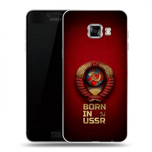 Дизайнерский пластиковый чехол для Samsung Galaxy C5 Флаг Герб СССР