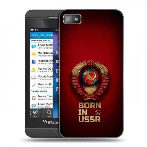Дизайнерский пластиковый чехол для BlackBerry Z10 Флаг Герб СССР