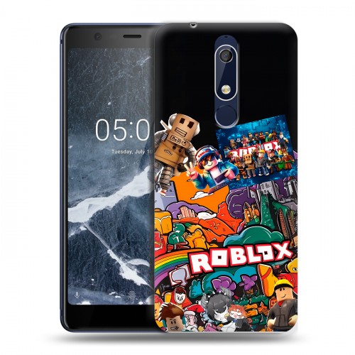 Дизайнерский пластиковый чехол для Nokia 5.1 Roblox Роблокс
