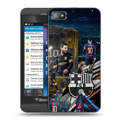 Дизайнерский пластиковый чехол для BlackBerry Z10 Messi Barcelona
