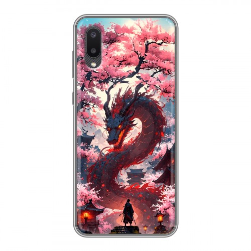 Дизайнерский силиконовый чехол для Samsung Galaxy A02 Дракон Японский