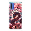 Дизайнерский силиконовый чехол для Xiaomi RedMi 9T Дракон Японский
