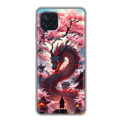 Дизайнерский силиконовый чехол для Samsung Galaxy A22 Дракон Японский