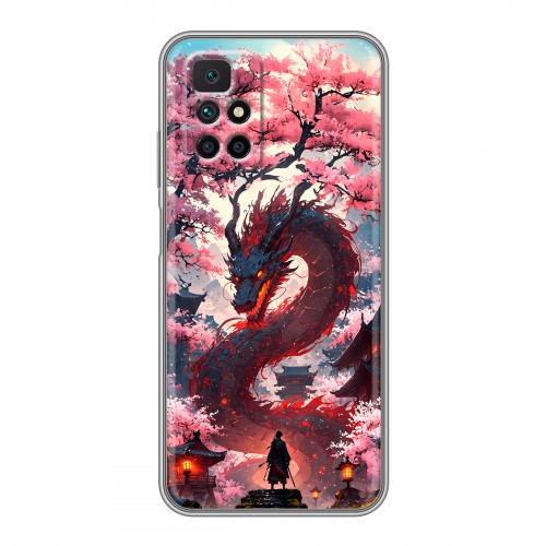 Дизайнерский силиконовый чехол для Xiaomi Redmi 10 Дракон Японский