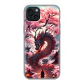 Дизайнерский силиконовый чехол для Iphone 15 Plus Дракон Японский