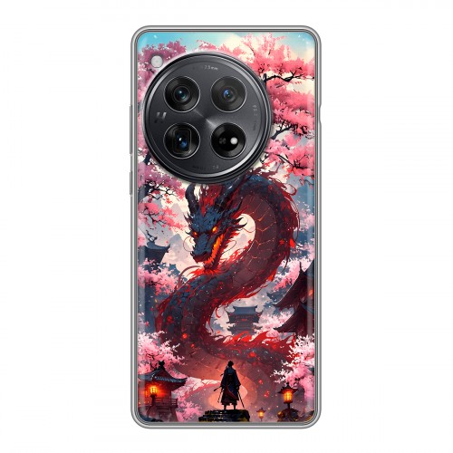 Дизайнерский силиконовый чехол для OnePlus 12 Дракон Японский