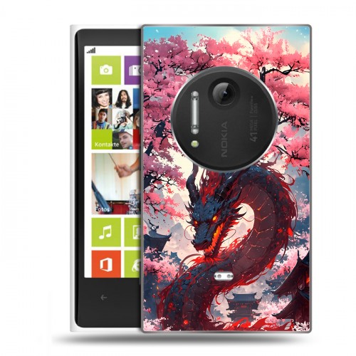 Дизайнерский силиконовый чехол для Nokia Lumia 1020 Дракон Японский