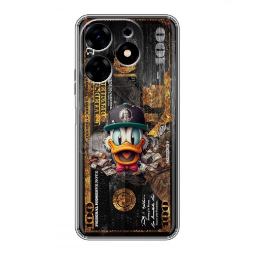 Дизайнерский силиконовый с усиленными углами чехол для Tecno Spark 10 Дональд Дак Доллар