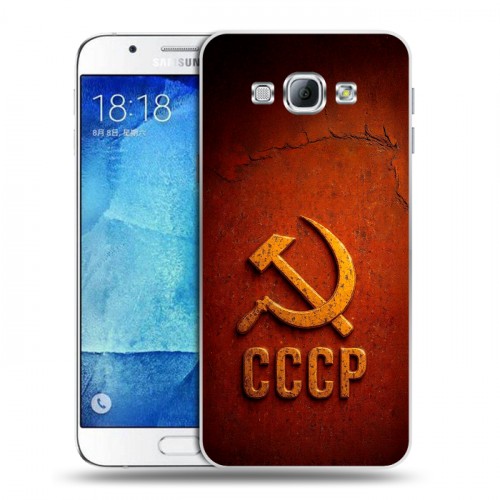 Дизайнерский пластиковый чехол для Samsung Galaxy A8 Флаг Герб СССР