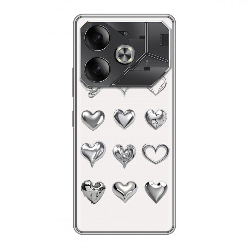 Дизайнерский силиконовый чехол для Tecno Pova 6 Y2K сердечки