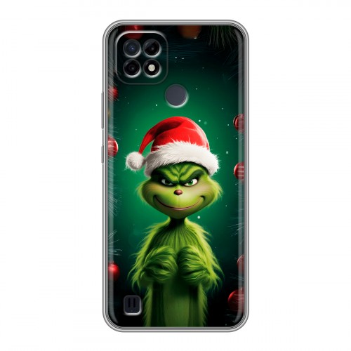 Дизайнерский силиконовый чехол для Realme C21 Гринч Новый год Рождество
