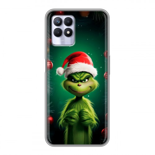 Дизайнерский силиконовый чехол для Realme 8i Гринч Новый год Рождество