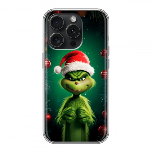 Дизайнерский силиконовый чехол для Iphone 15 Pro Гринч Новый год Рождество